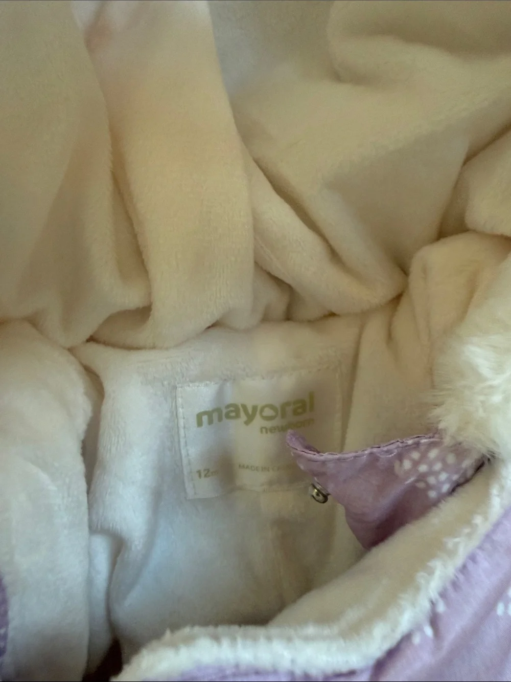 Mayoral Lilac Quilted Hooded Baby One-Piece Snowsuit with Mittens & Booties